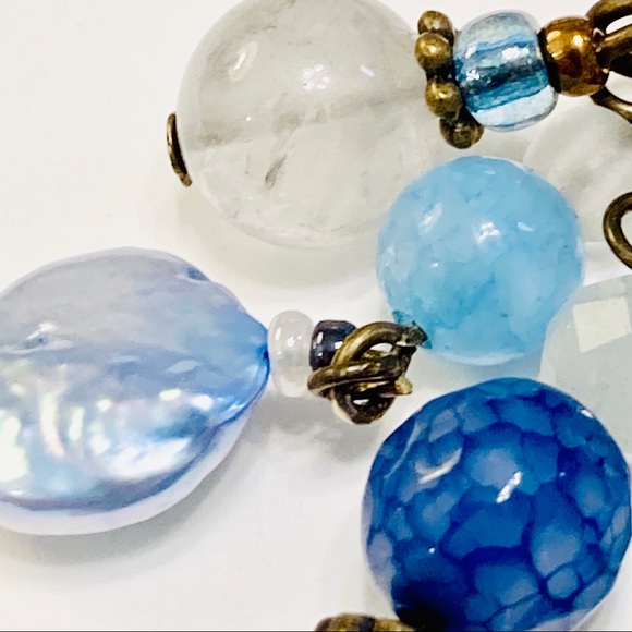 ENERGY Multi-Gemstone Assemblage Style BOHO Necklace & Jasper MOP Earrings - Picture 13 of 16